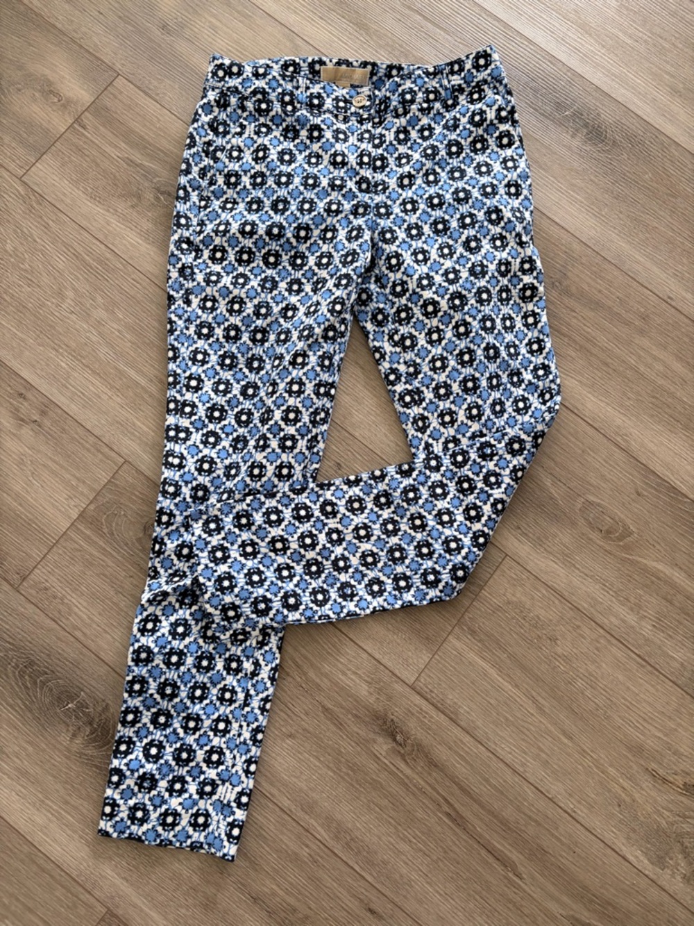 Michael Kors Blue and White Floral Print Pants